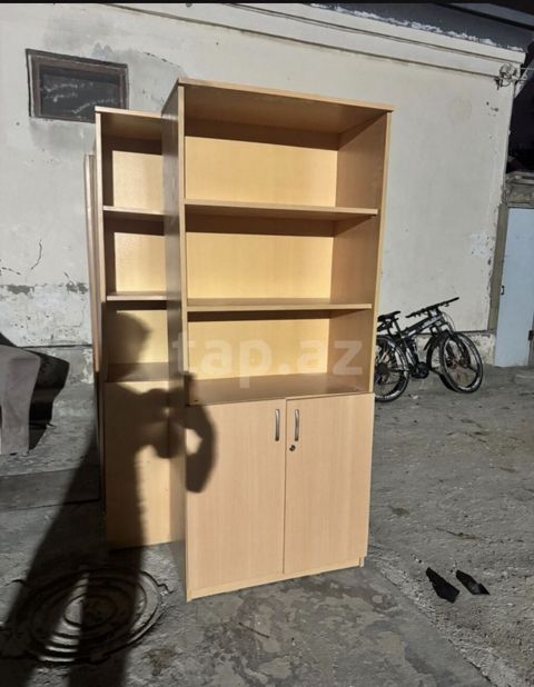 Ofis kitab dolabı / vitrin - Material: laminat/LDSP ağac teksturalı — Qobu