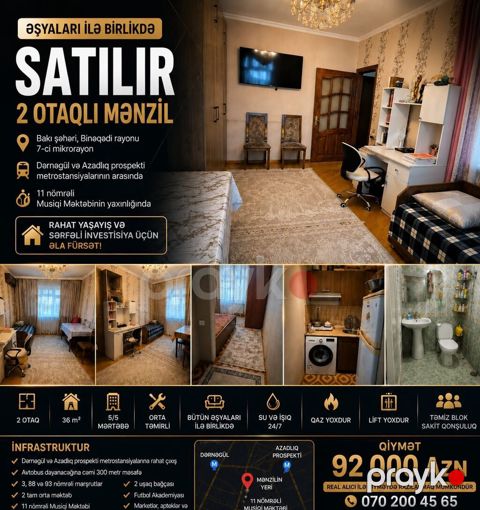 Bakı, 7-ci mikrorayon, 2 otaqlı, Köhnə tikili, m. Dərnəgül, 36 kv. m