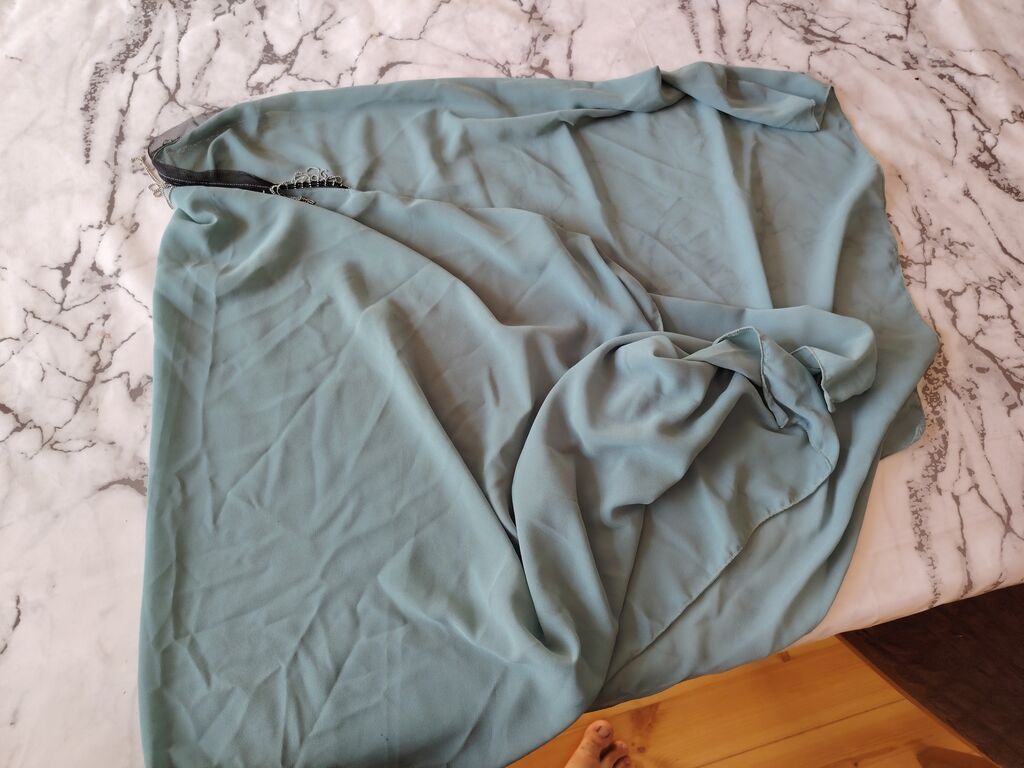 Açıq mavi rəngdə yüngül şifon örtü/parça. - Material: nazik, axıcı — Parçalar, Gəncə