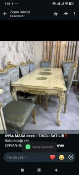 *699₼ MASA desti :-TƏCİLİ SATILIR‼️* 8oturacağı var UNVAN:-8noyabr pr — Mebel
