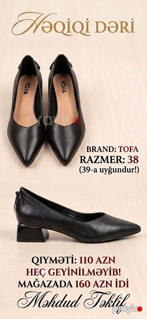 Tuflilər, Ölçü: 38, rəng - Qara, Yeni