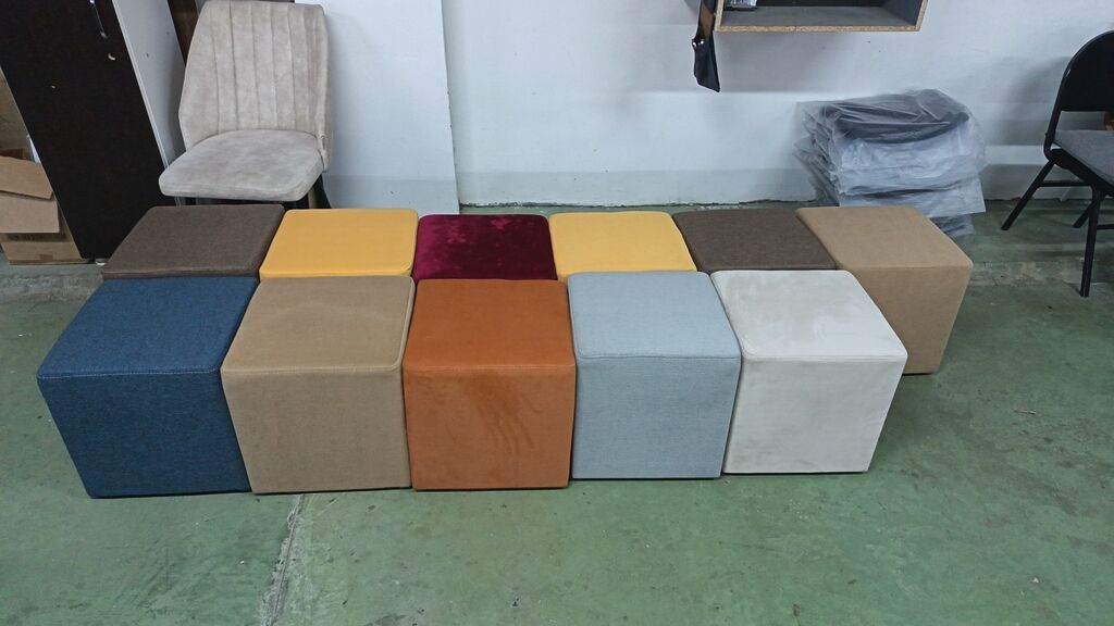 Rəngbərəng yumşaq kub puflar - Forma: kvadrat/kub - Tətbiq: qonaq — Mebel, Bakı (2)