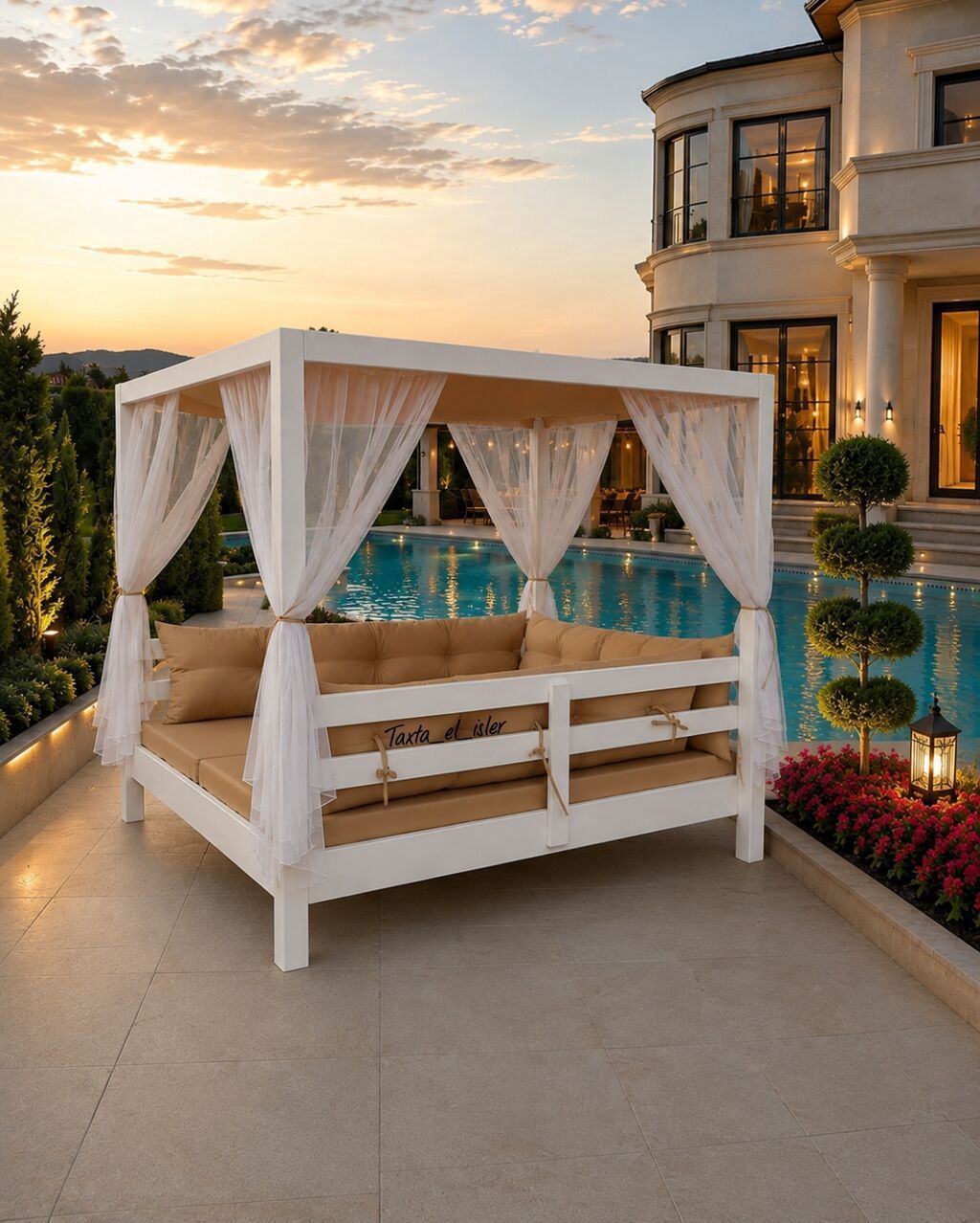 Bağ üçün baldaxanlı lounge-divan Ölçü 185x210 sm, hündürlük 195sm - — Mebel, Digah (3)