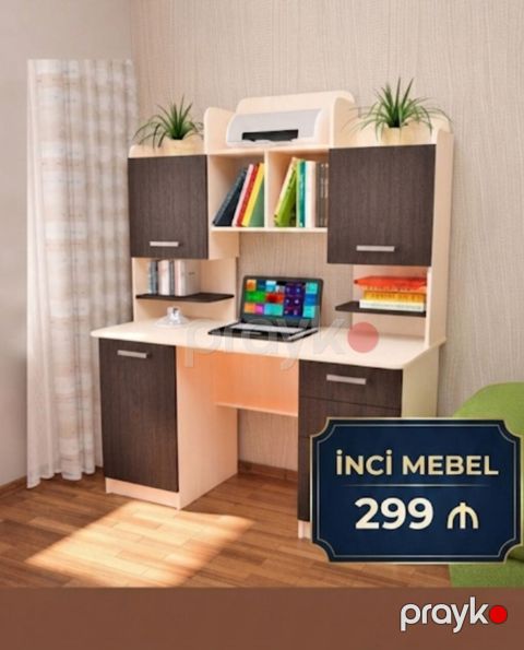 İş masası – İnci Mebel - Geniş iş səthi olan, kitab və sənədlər üçün — Bakı