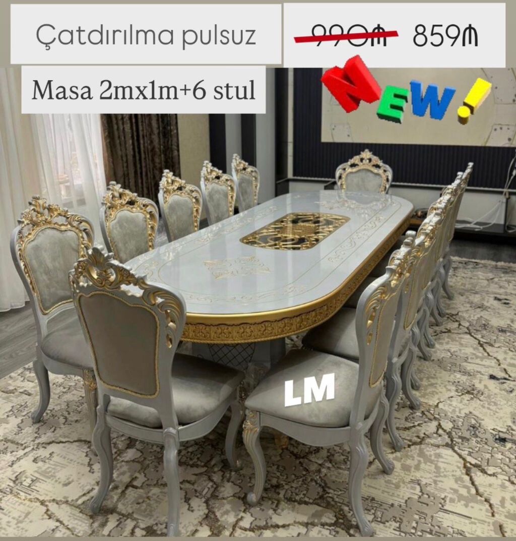 Möhtəşəm masa dəsti👑 Yüksək keyfiyyətlə Qiymət : Masa 2x1 +6