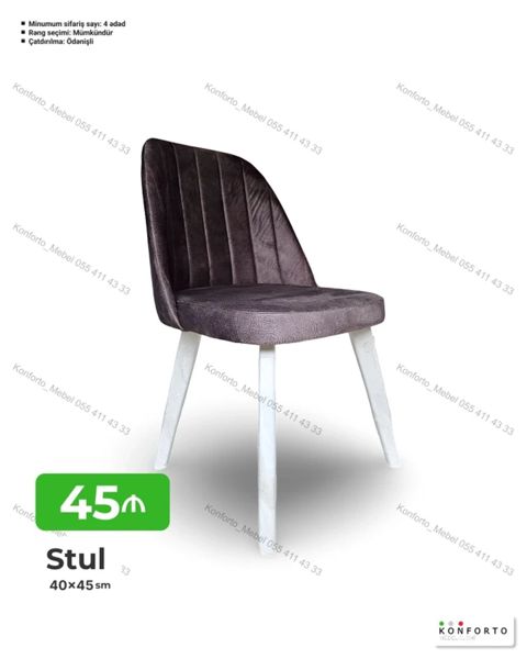 Stul – 40×45 sm - Müasir dizaynlı, yumşaq oturacaqlı və bel dəstəkli