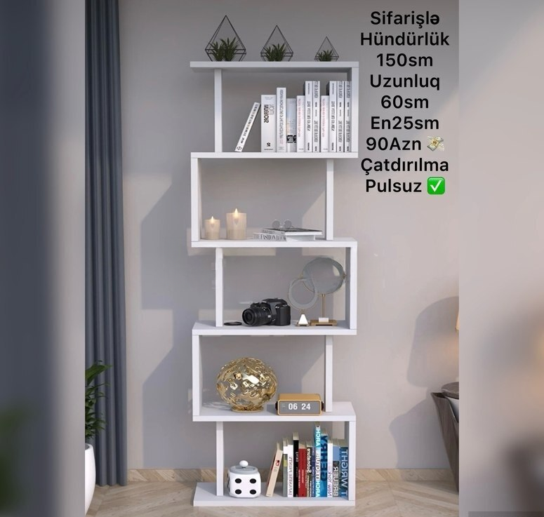 Taxta material rəf, Ağ rəng — Rəflər, Bakı