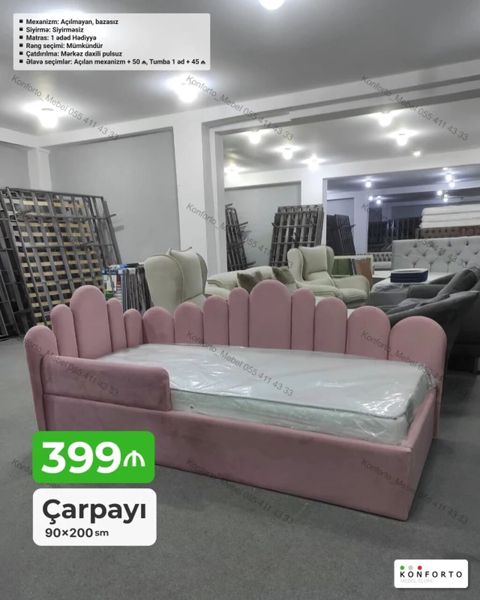 - Məhsul: Uşaq/yeniyetmə üçün çarpayı - Ölçü: 90×200 sm - Rəng
