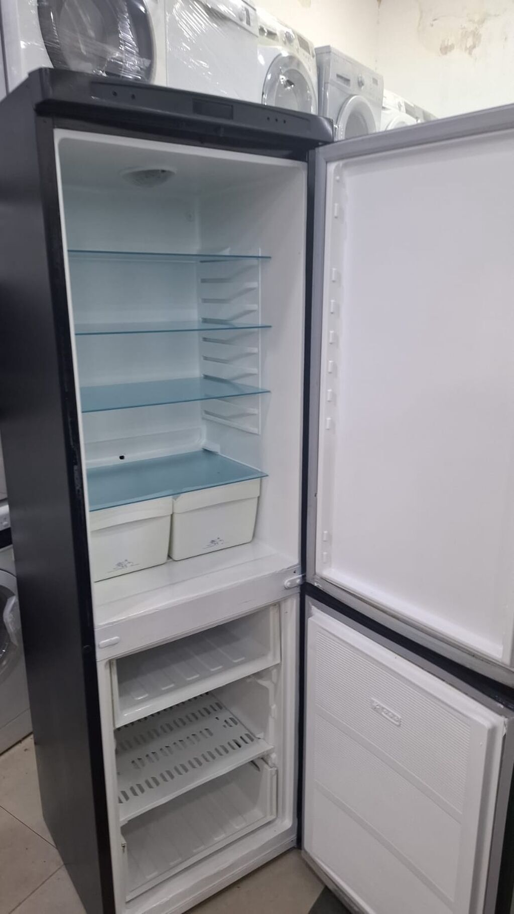 Swizer iki qapılı soyuducu - Rəng: mat qara, modern dizayn - Qapı — Soyuducular, Bakı (2)