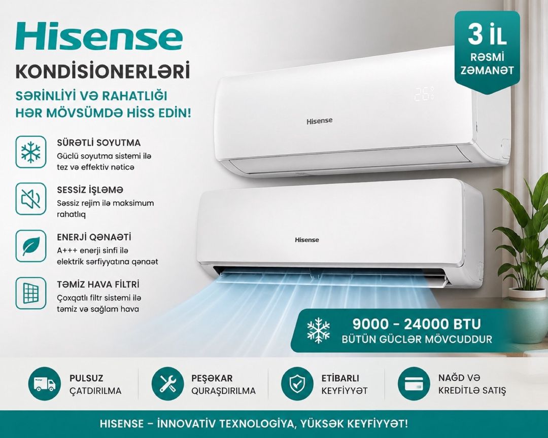 Kondisioner Hisense 9000btu — Ev texnikası, Bakı