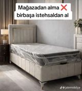 Tək nəfərlik yumşaq başlıqlı çarpayı və ortopedik döşək dəsti - Ölçü — Jale_Mebel — Мебель