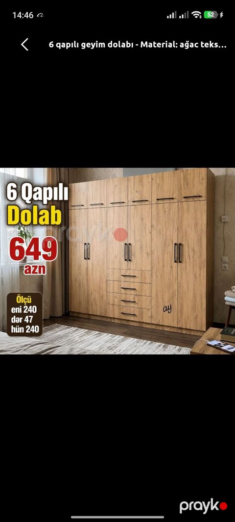 Yeni, 6 qapı, Siyirməli, Qəhvəyi, Açılan, Düz dolab