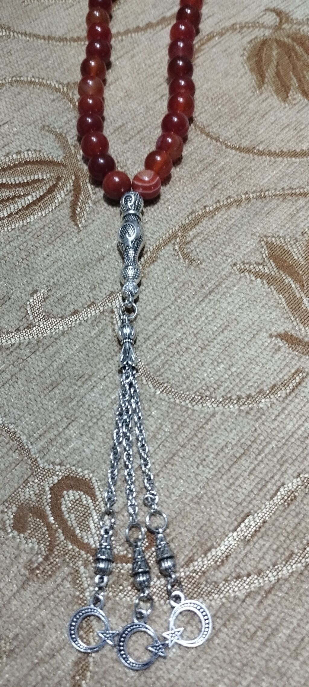 Təsbeh – təbii aqat daşlarından - Material: qırmızı-narıncı tonlarda — Aksesuarlar, Bakı (3)