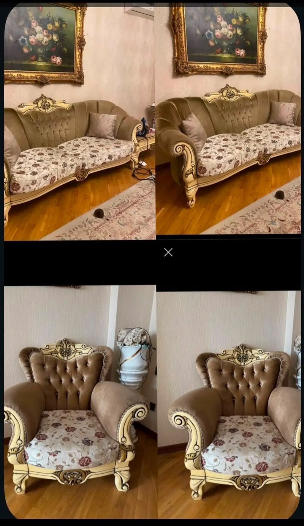 (Elmira_1💎) 2 divan 2 kreslo cemi 500 azn satilir ‼️türkiyenindi yaxşı