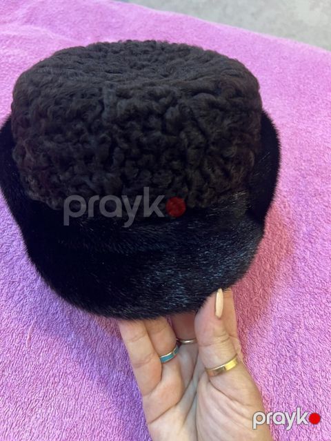 Karakul (astraxan) papaq – klassik dairəvi model - Rəng: qara - Üst — Bakı