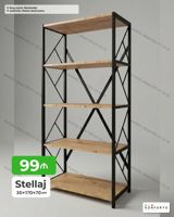 Sənaye üslubunda stellaj raf sistemi - Ölçü: 35 × 170 × 70 sm - — Goods