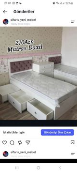 Uşaq/yeniyetmə üçün funksional tək nəfərlik çarpayı dəsti — Mebel