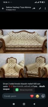 Divan 2 eded kreslo klassik mebel 600 azn satılır ‼️‼️Yeni kimidir — Mebel