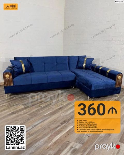 Məhsul: Künc divan (Kod: 2239) - Ölçülər: 260 160 sm - Mexanizm — Bakı