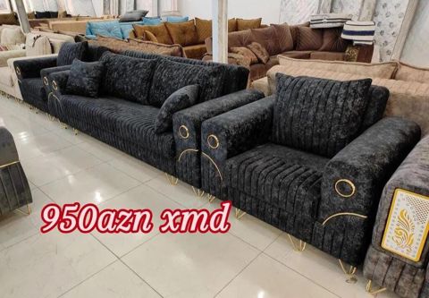 Qonaq otağı dəsti – qara/qartma məxməri parça ilə - Tərkib: 1 ədəd 3 — Xırdalan