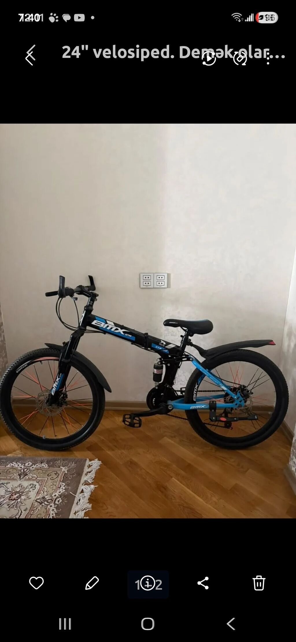 26 BMX tipli qatlanan velosiped - Təkər ölçüsü: 24" - Çərçivə — Velosipedlər, Bakı (2)