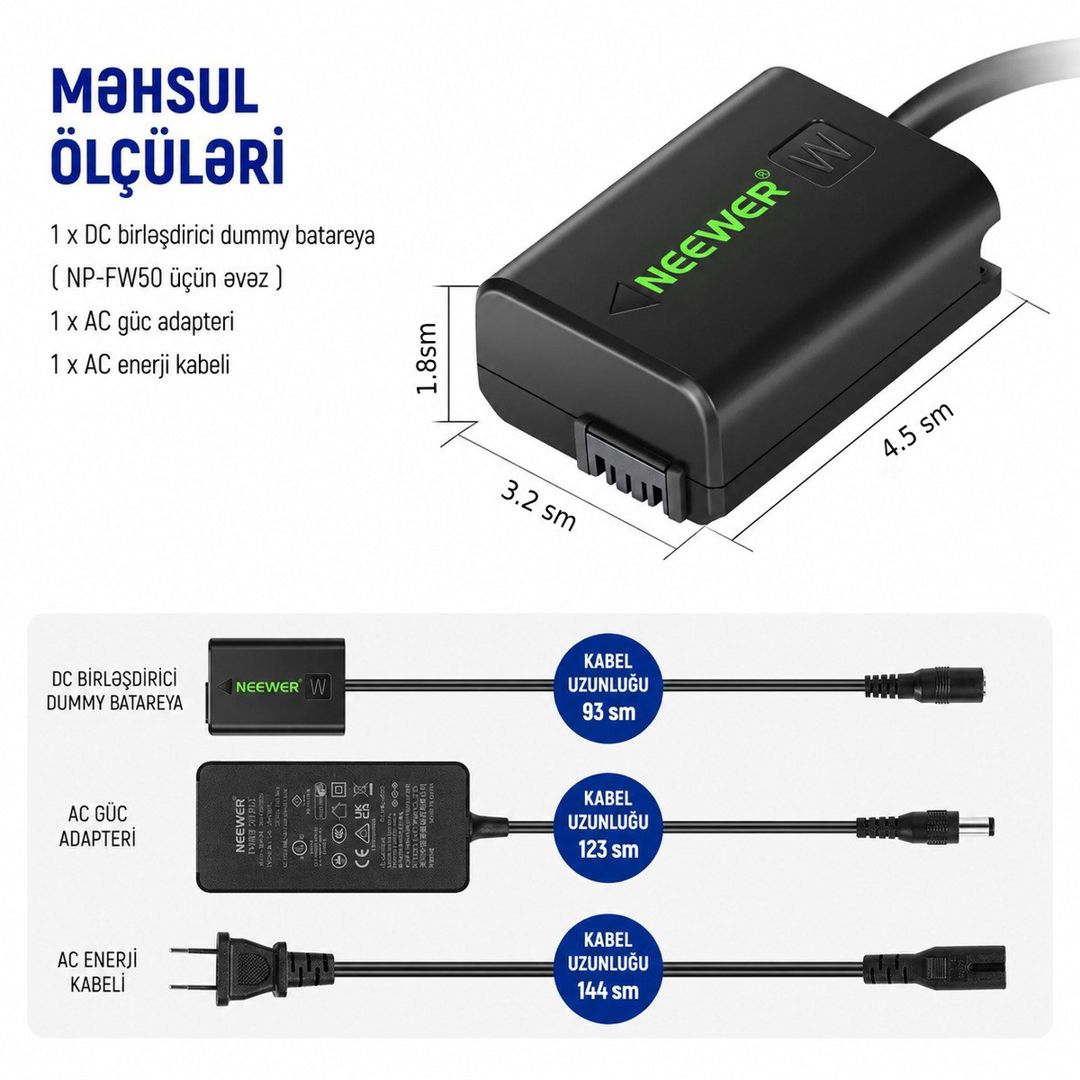 Neewer NP-FW50 Dummy batareya — Elektronika, Bakı (3)