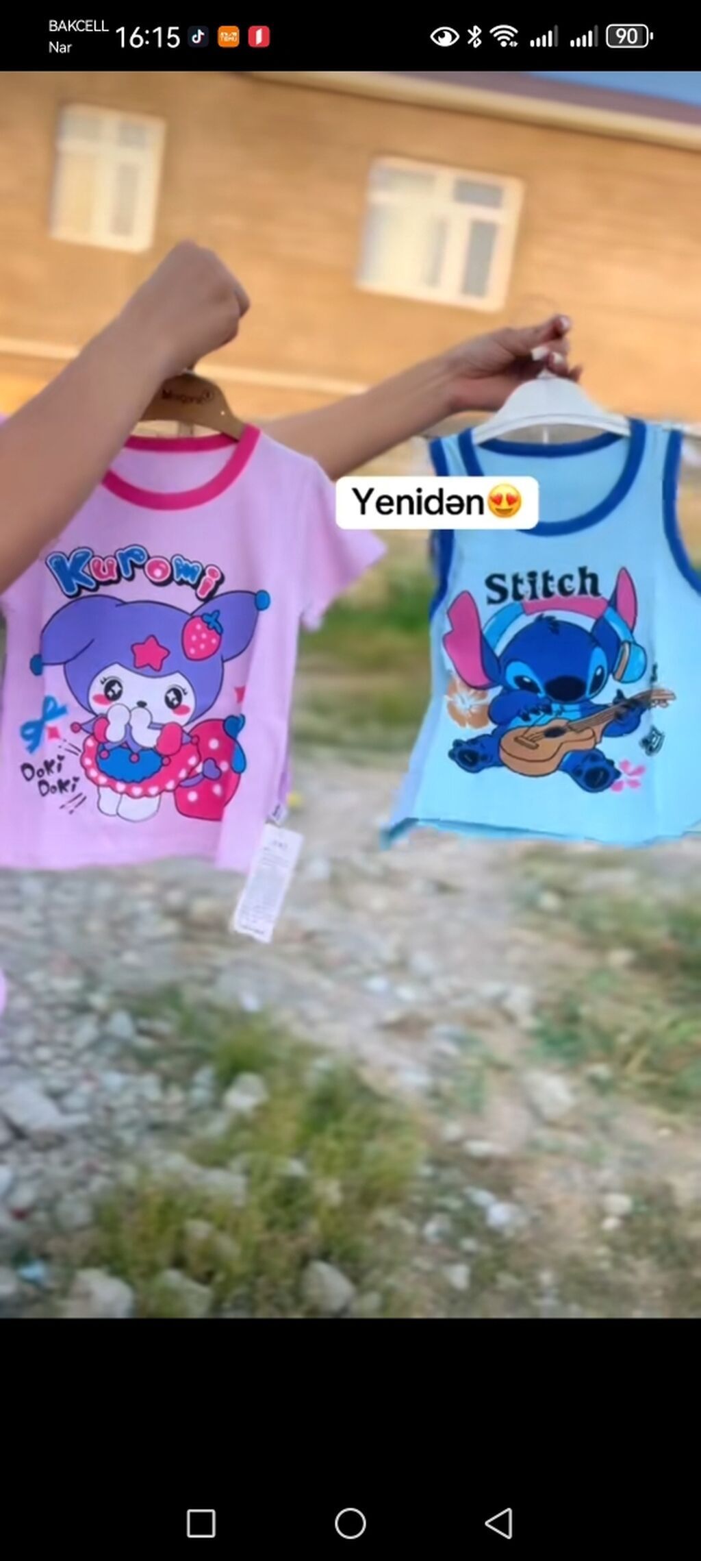 Uşaq geyimləri dəsti - Qızlar üçün mavi cins ətək-şortlar: rezinli — Mallar, Saatlı (2)