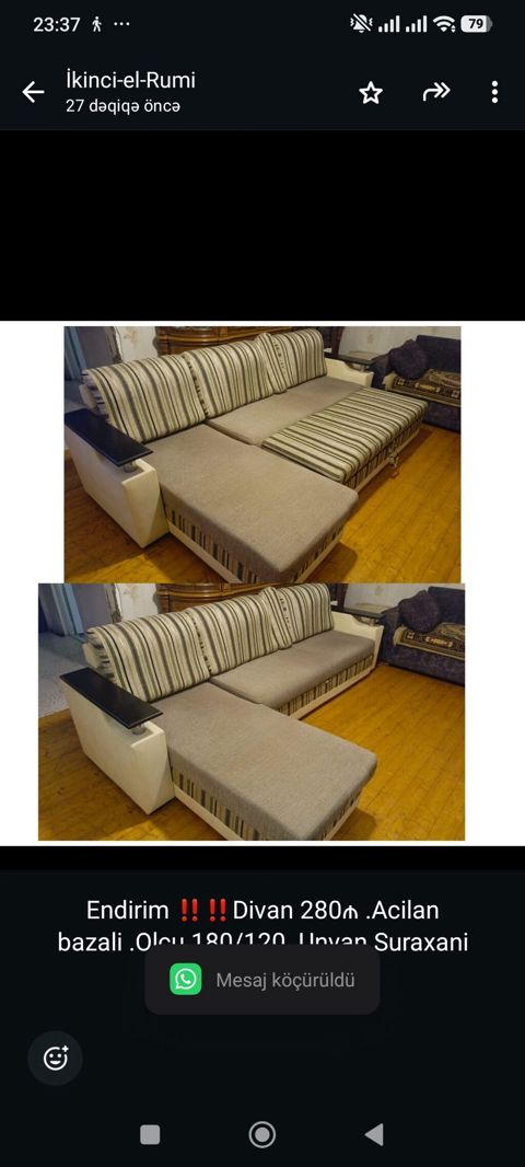 Endirim ‼️‼️Divan 280₼ .Acilan bazali .Olcu 180/120 .Unvan Suraxani