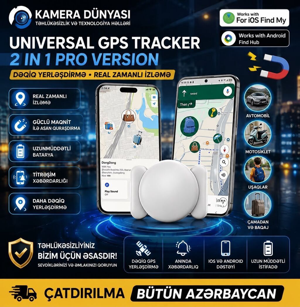 UNIVERSAL GPS TRACKER 2 in 1 PRO VERSION - Dəqiq yerləşdirmə və real