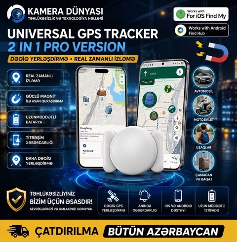 UNIVERSAL GPS TRACKER 2 in 1 PRO VERSION - Dəqiq yerləşdirmə və real