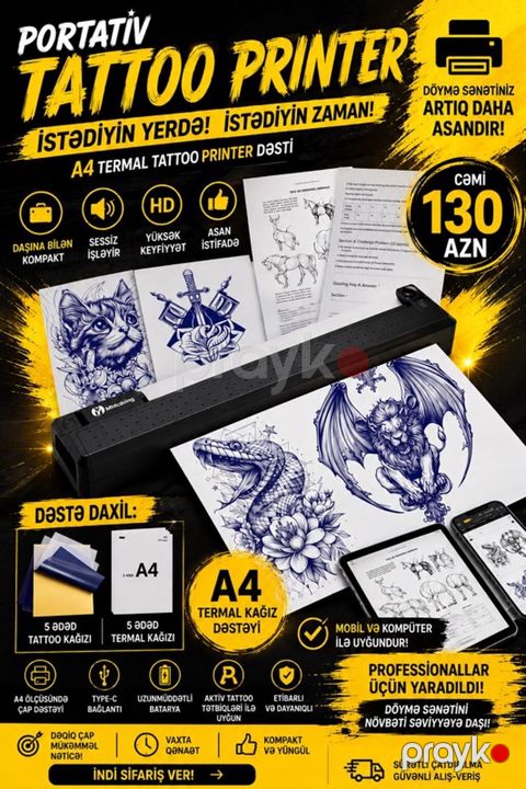 Portativ A4 Termal Tattoo Printer Dəsti — Bakı