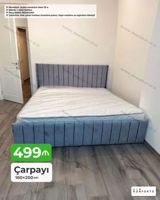 Çarpayı – 160×200 sm – Başlıq və karkas: yumşaq parçalı, şaquli — Furniture