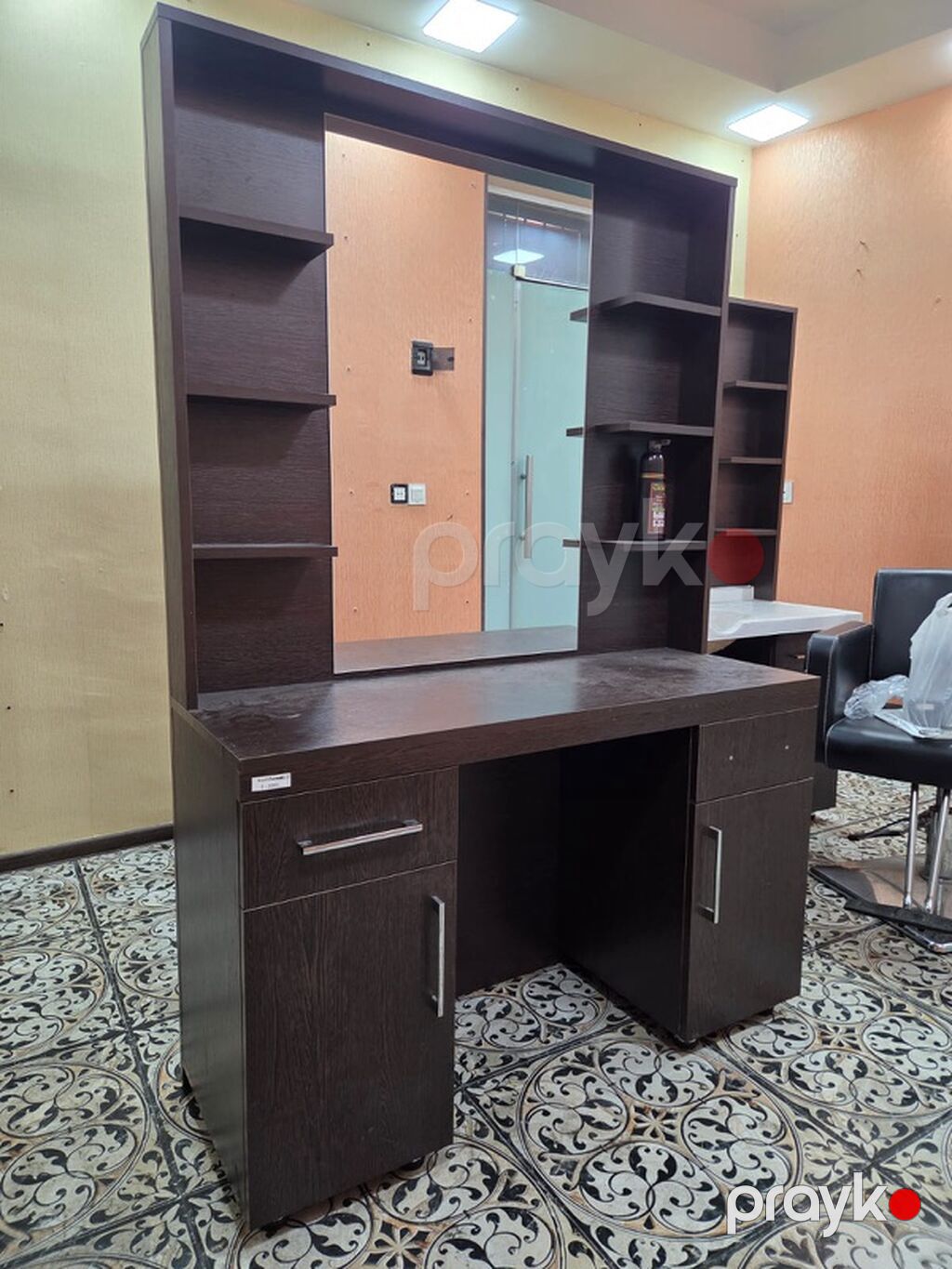 Salon üçün vizaj/berber masası və kreslo dəsti - Tünd ağac rəngində — Mebel, Bakı (4)