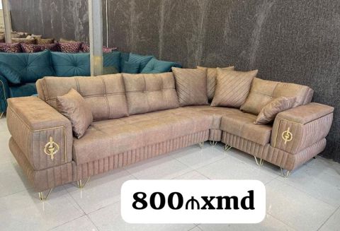 Künc divan dəsti - L‑şəkilli, geniş oturacaq sahəsi - Yumşaq toxumalı