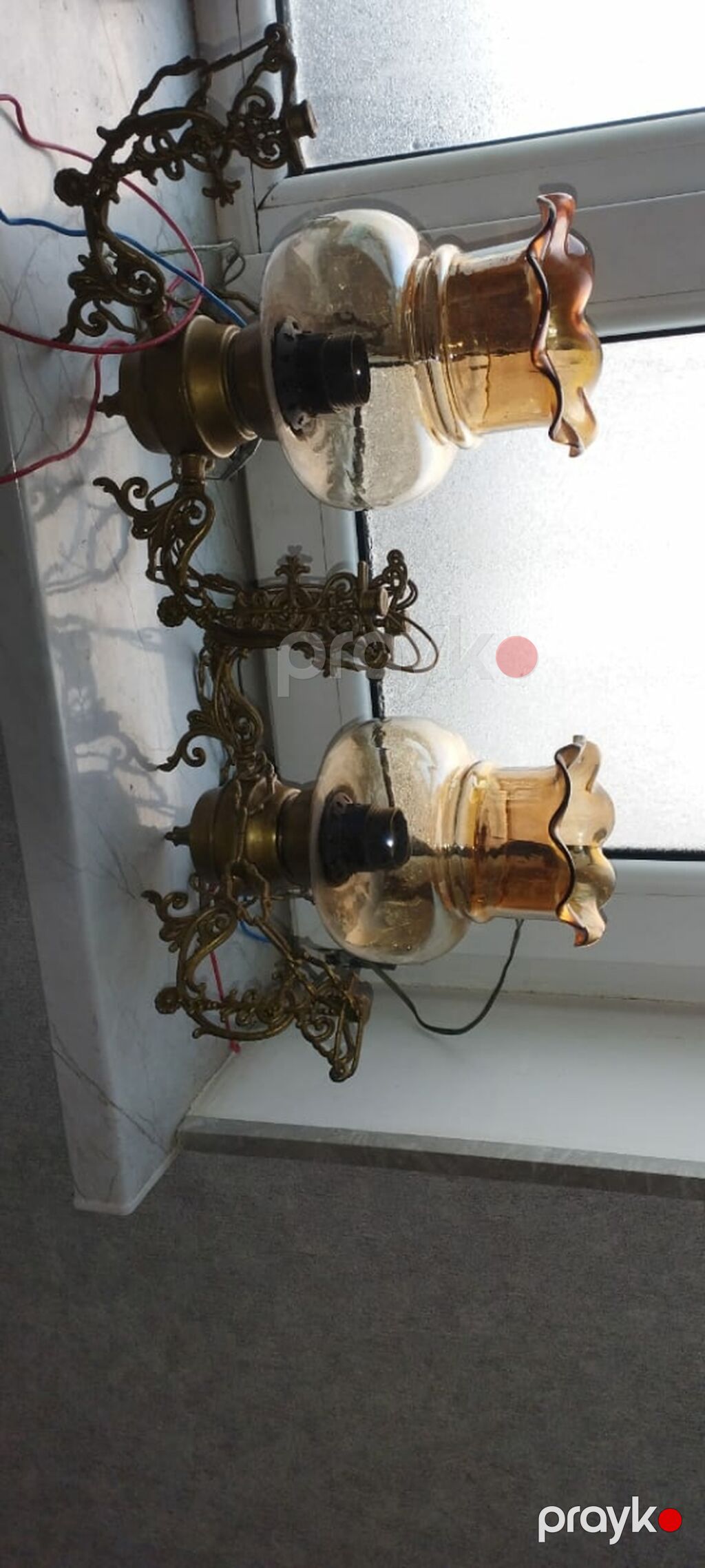 Antik üslubda asma kerosin lampası (pendel) - Material: bürünc korpus — Mallar, Bakı (2)