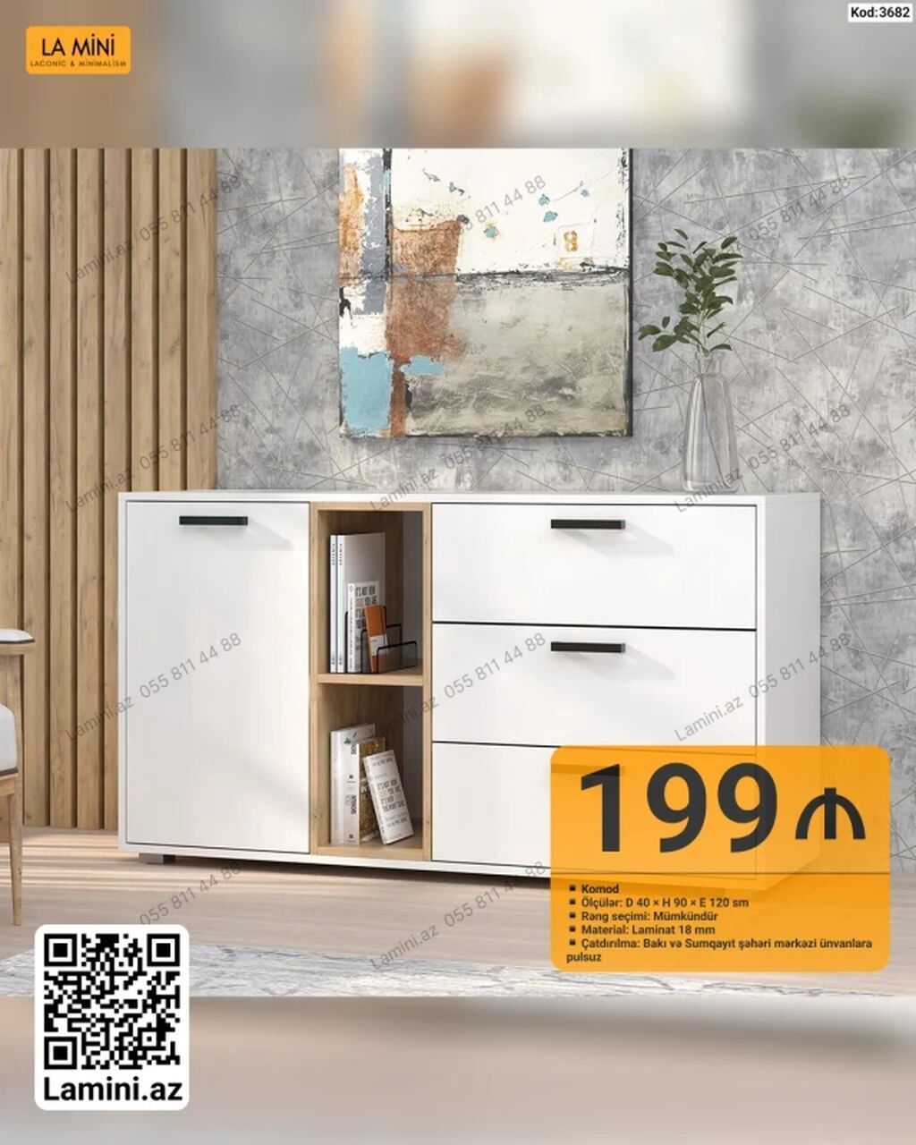 LA MINI komod - Ölçülər: dərinlik 40 sm × hündürlük 90 sm × eni 120