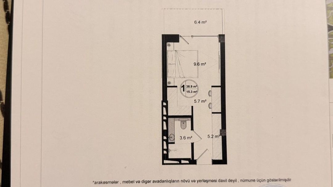 Satılır 1 otaqlı yeni tikili 38.9 m² — Mənzil, Bakı (2)