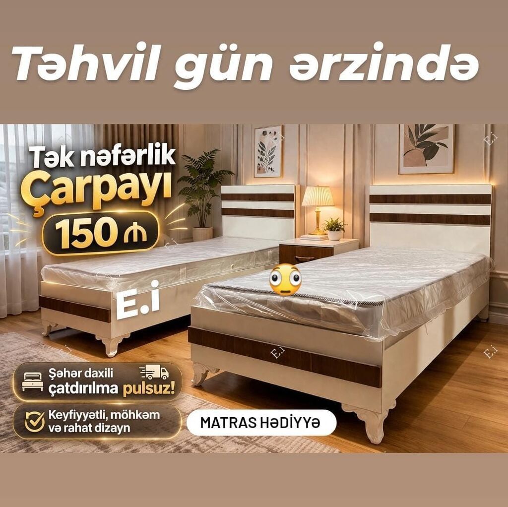 Çarpayı və taxt modelləri - Tək nəfərlik çarpayı – 150₼ • Sadə və — Mebel, Bakı