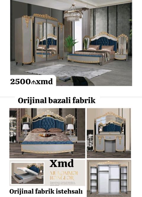 Klassik barokko üslubunda yataq otağı mobilya dəsti — orijinal fabrik istehsalı