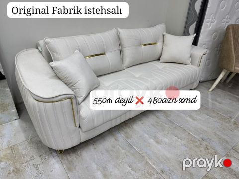 Original fabrik istehsalı üç nəfərlik krem rəngli divan. - Yumşaq — Bakı