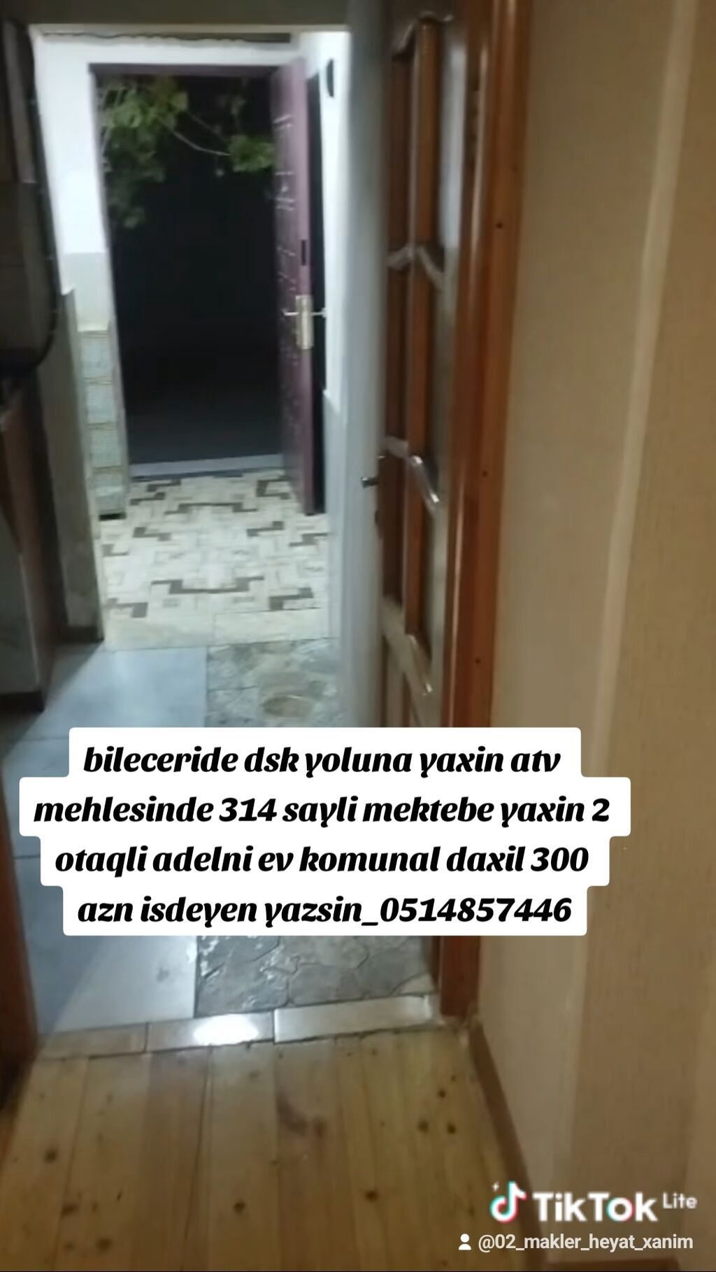 60 kv. m, 2 otaqlı, Kombi, Qaz, İşıq