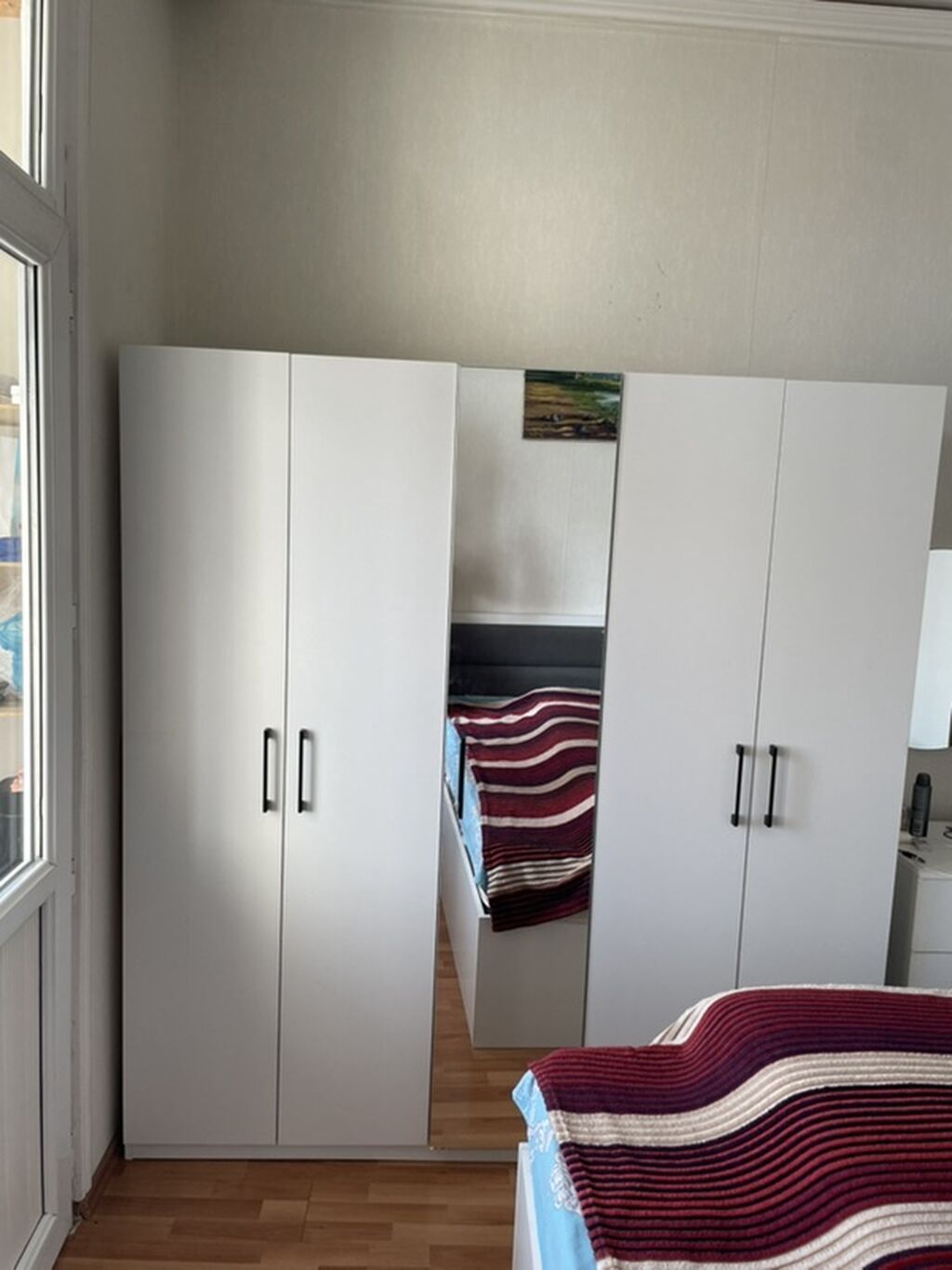 Ağ rəngdə 3 qapılı geyim şkafı - Material: laminat/MDFlam, ağ rəng - — Mebel, Masazır (10)