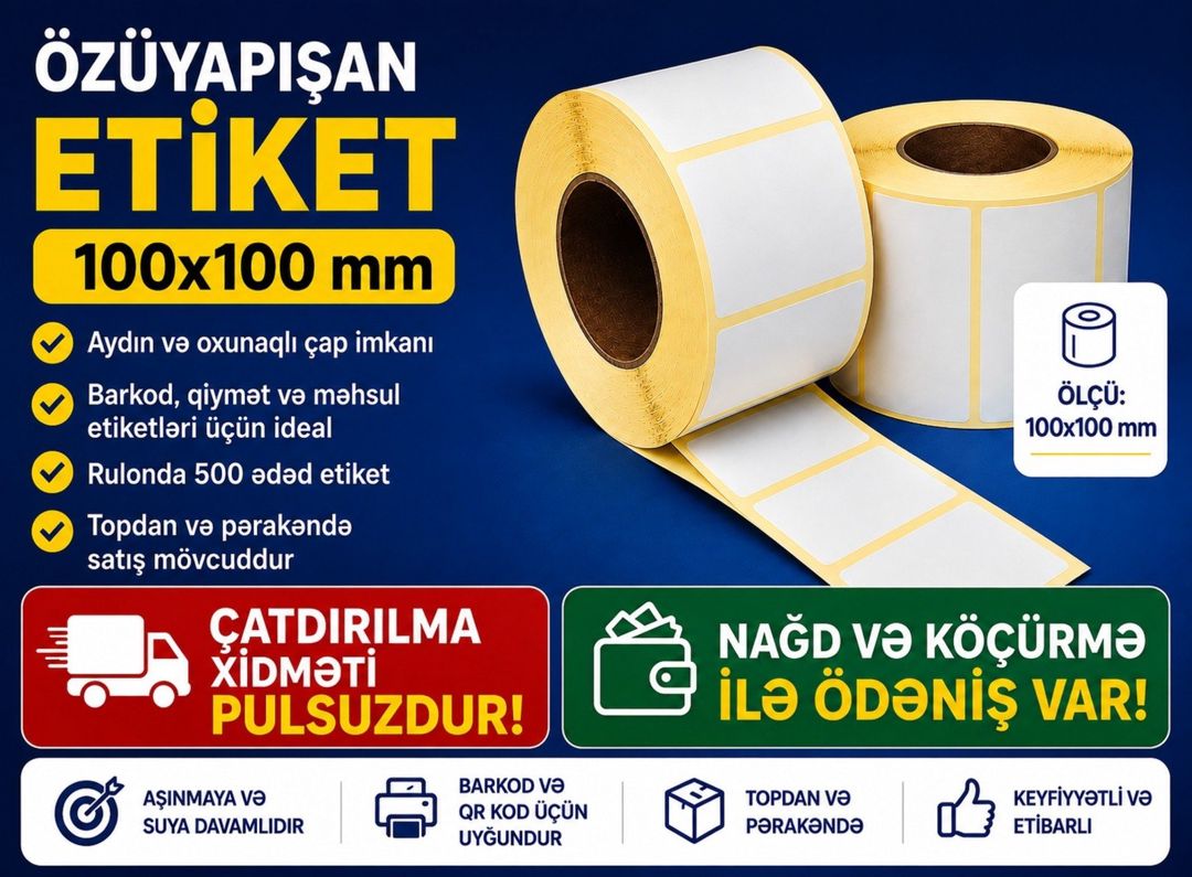 Özüyapışan Etiket 100x100 — Biznes və avadanlıq, Bakı