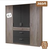 Geniş qarderob şkafı – modern dizayn - Rəng: ağac teksturalı gövdə + — Furniture