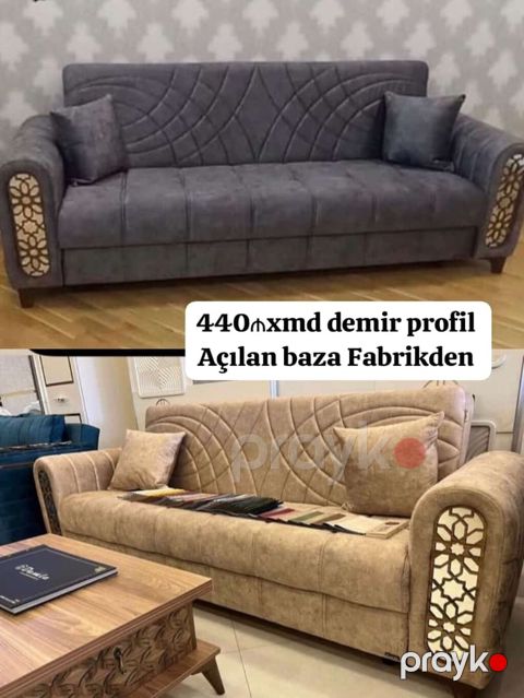 Model: Açılan baza divanı - Fabrik istehsalı, demir profil karkas -