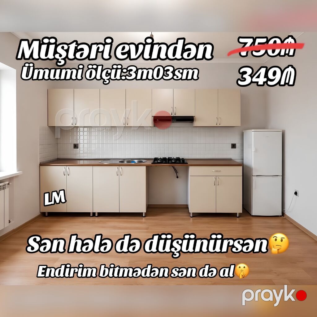 Mətbəx mebellərinin sifarişlə hazırlanması✔️ Ölçü : 3metr03sm☑️ üst — Mebel, Bakı (3)