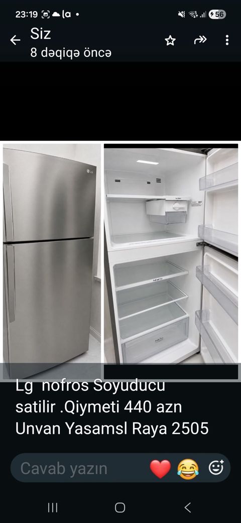 LG No Frost soyuducu - Rəng: paslanmaz polad (inox) - Üst kamera