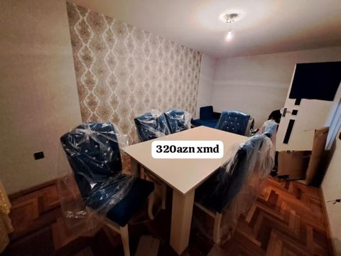 Yemək otağı üçün dəst: - 1 ədəd dördkünc masa – ağ rəngli, düz səthli