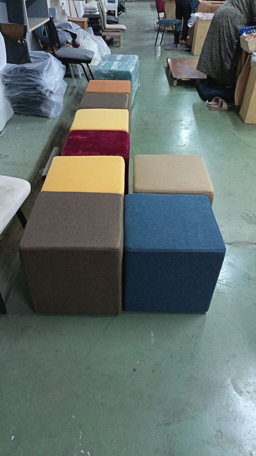 Rəngbərəng yumşaq kub puflar - Forma: kvadrat/kub - Tətbiq: qonaq — Mebel, Bakı (4)