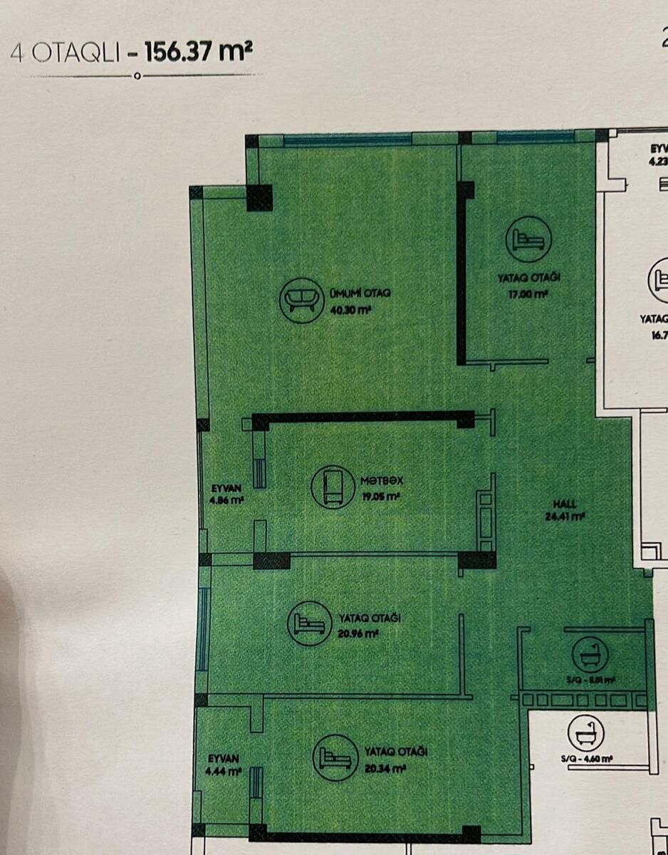 Satılır 4 otaqlı yeni tikili 160 m² — Mənzil, Bakı (10)